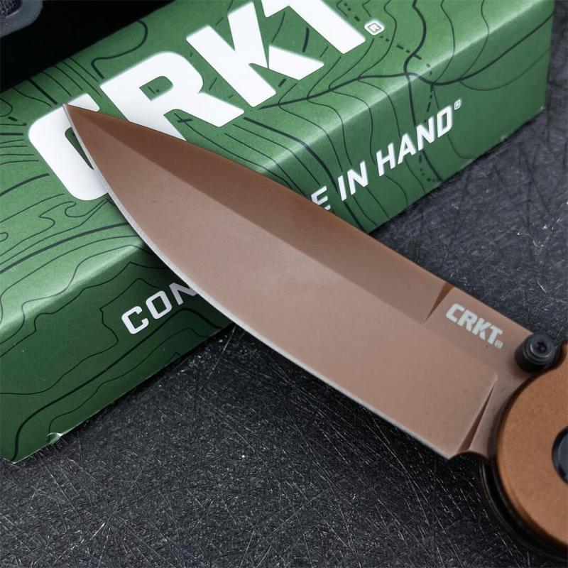 CRKT M16 Knife Carson Flipper 3.54" D2 Combo Drop Blade, Desert Tan, Nylon Fiber Handles