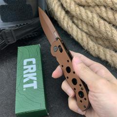 CRKT M16 Knife Carson Flipper 3.54" D2 Combo Drop Blade, Desert Tan, Nylon Fiber Handles