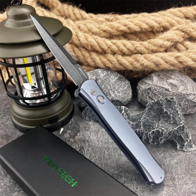 Pro-Tech 1921 Knife Godfather AUTO 3.74" D2 Plain Folding Blade, Aluminum Handles