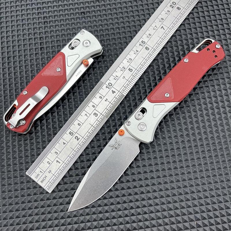 BM 535-9 Knife Bugout AXIS 3.5" D2 Satin Plain Folding Blade, G10 Handles