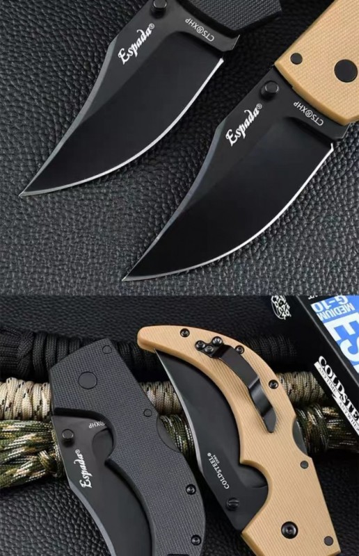 Cold Steel Spartan Knife 3.46" CTS Folding Blade, Griv-Ex Handles