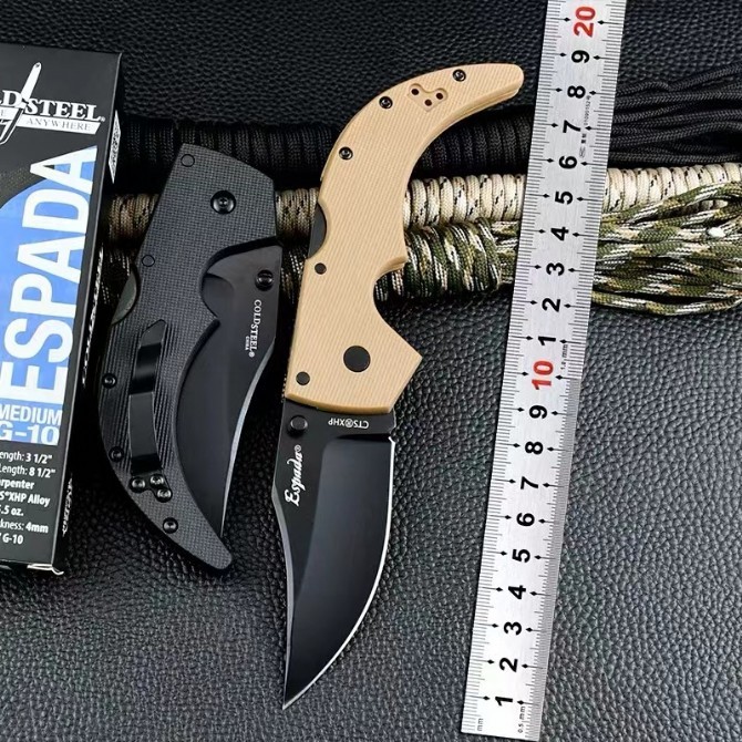 Cold Steel Spartan Knife 3.46" CTS Folding Blade, Griv-Ex Handles