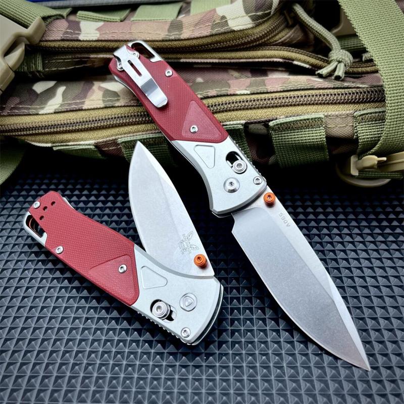 BM 535-9 Knife Bugout AXIS 3.5" D2 Satin Plain Folding Blade, G10 Handles