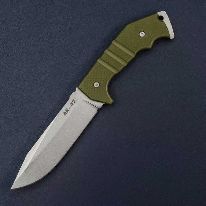 Cold Steel 14AKA AK-47 Field Knifes 5.51" CPM-3V Stonewashed Fixed Blade, OD Green G10 Handles