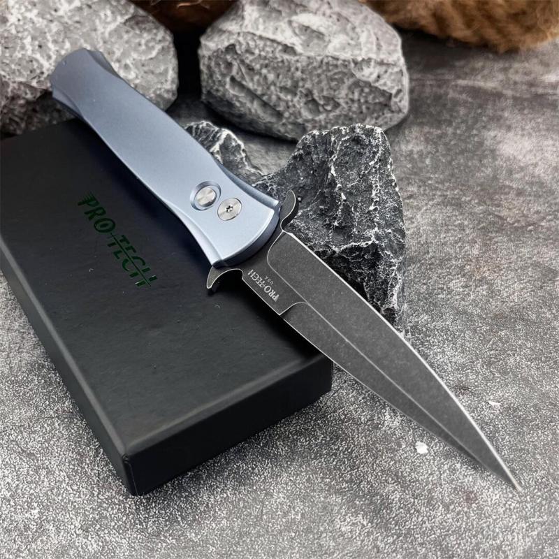 Pro-Tech 1921 Knife Godfather AUTO 3.74" D2 Plain Folding Blade, Aluminum Handles