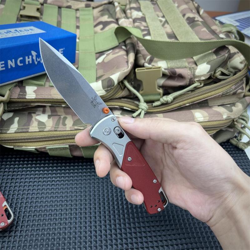 BM 535-9 Knife Bugout AXIS 3.5" D2 Satin Plain Folding Blade, G10 Handles