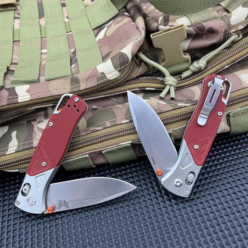 BM 535-9 Knife Bugout AXIS 3.5" D2 Satin Plain Folding Blade, G10 Handles