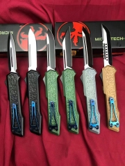 MT Angry Shark Knife OTF AUTO 3.54" D2 Plain Blade, Aluminum Alloy Handles
