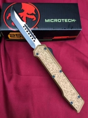 MT Angry Shark Knife OTF AUTO 3.54" D2 Plain Blade, Aluminum Alloy Handles