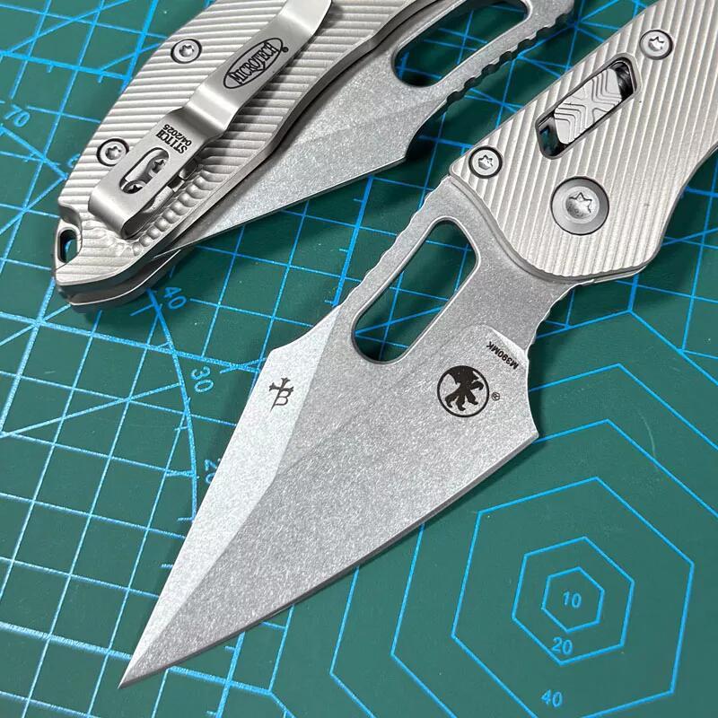 MT Stitch-Ramloc Knife 3.54" M390MK Stonewashed Folding Blade, Titanium Handles