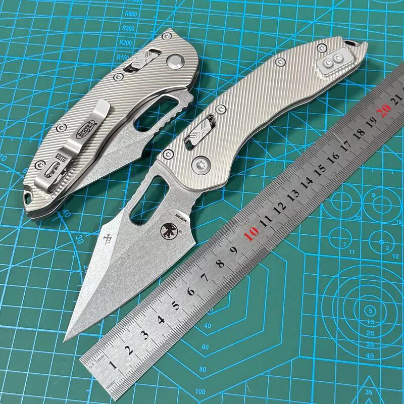 MT Stitch-Ramloc Knife 3.54" M390MK Stonewashed Folding Blade, Titanium Handles