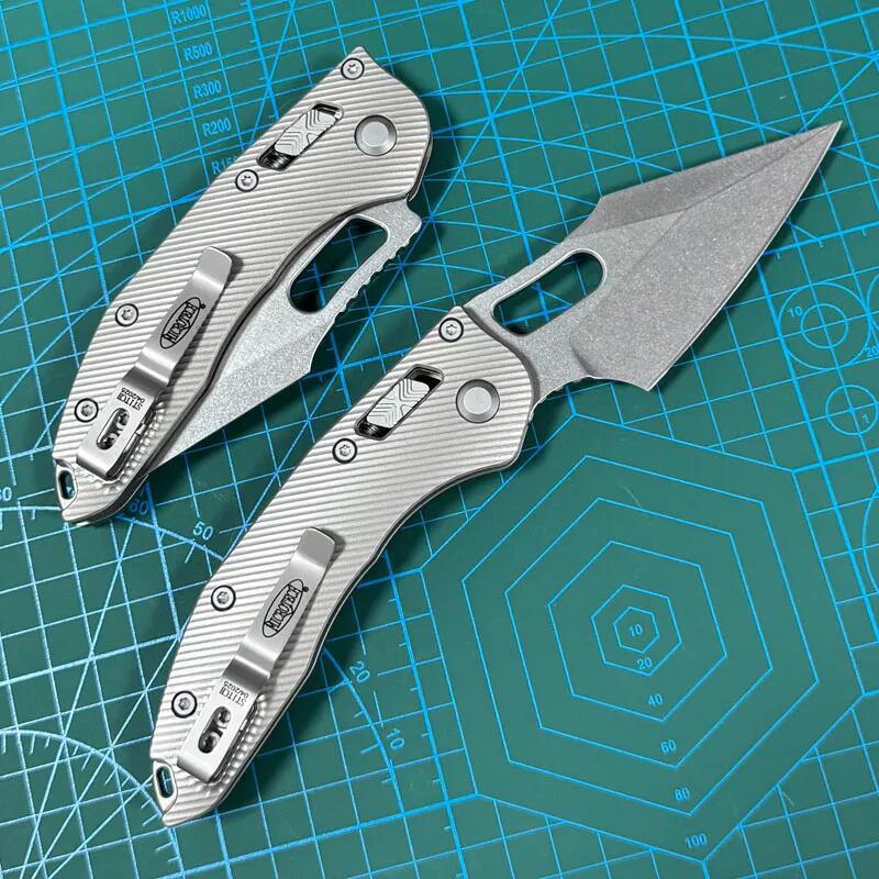MT Stitch-Ramloc Knife 3.54" M390MK Stonewashed Folding Blade, Titanium Handles