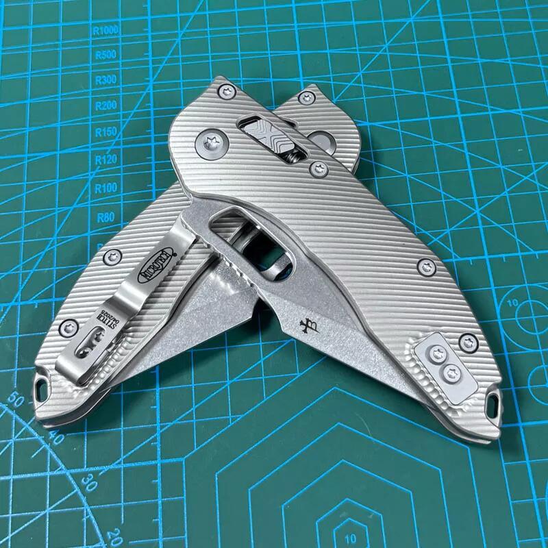 MT Stitch-Ramloc Knife 3.54" M390MK Stonewashed Folding Blade, Titanium Handles