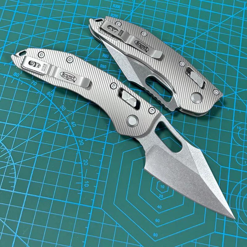 MT Stitch-Ramloc Knife 3.54" M390MK Stonewashed Folding Blade, Titanium Handles