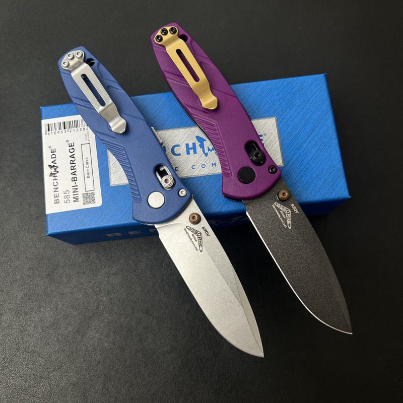 BM 585-03 Mini AXIS-Assisted Knife 2.95" S30V Satin Drop Point Plain Folding Blade, CF-Elite Handles