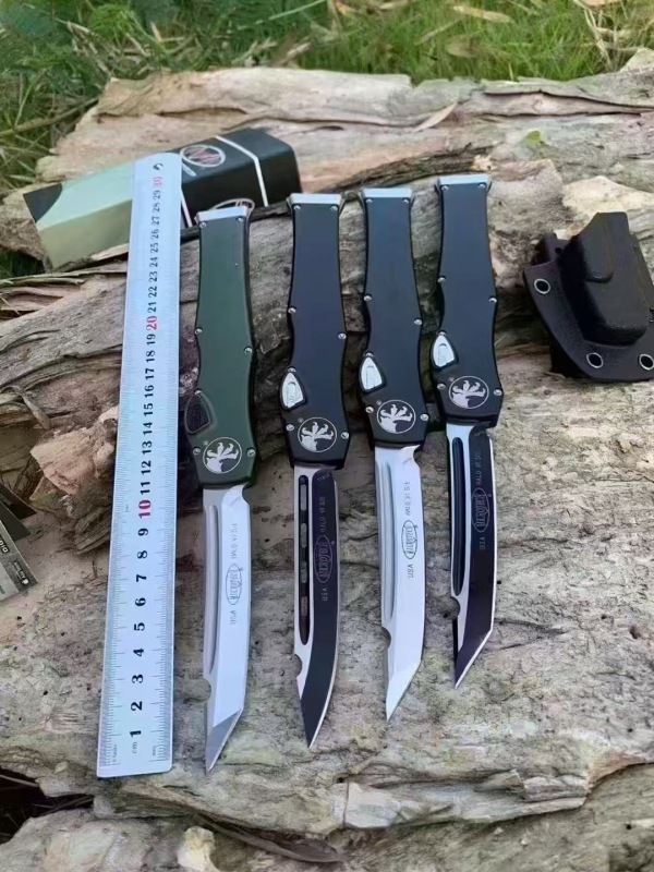 MT Customs Green 150-10 Halo VI Knives OTF AUTO Knife 4.17" Elmax Blade, Aviation Aluminum Handles