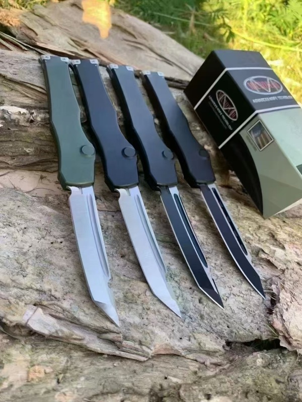 MT Customs Green 150-10 Halo VI Knives OTF AUTO Knife 4.17" Elmax Blade, Aviation Aluminum Handles
