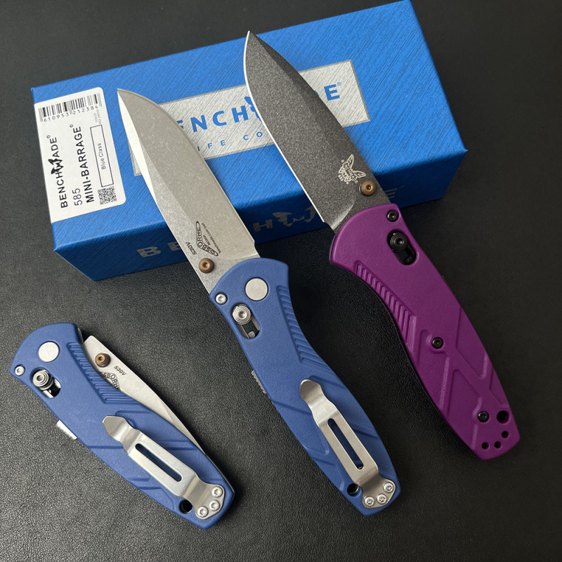 BM 585-03 Mini AXIS-Assisted Knife 2.95" S30V Satin Drop Point Plain Folding Blade, CF-Elite Handles