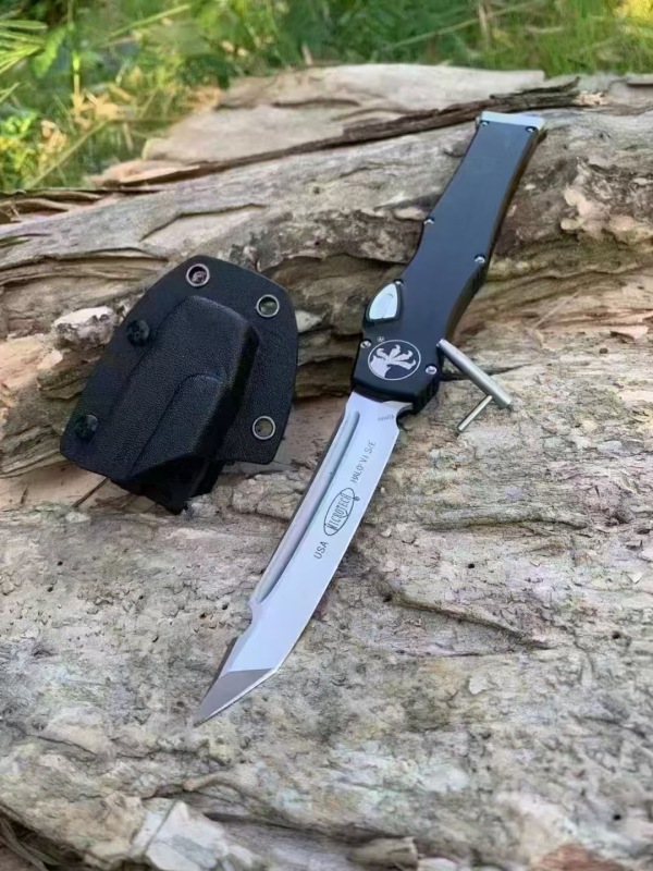 MT Customs Green 150-10 Halo VI Knives OTF AUTO Knife 4.17" Elmax Blade, Aviation Aluminum Handles