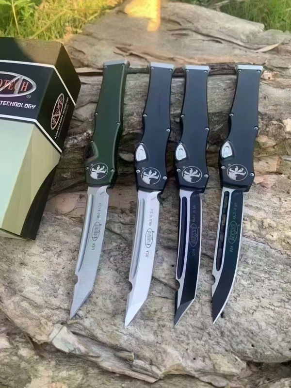 MT Customs Green 150-10 Halo VI Knives OTF AUTO Knife 4.17" Elmax Blade, Aviation Aluminum Handles
