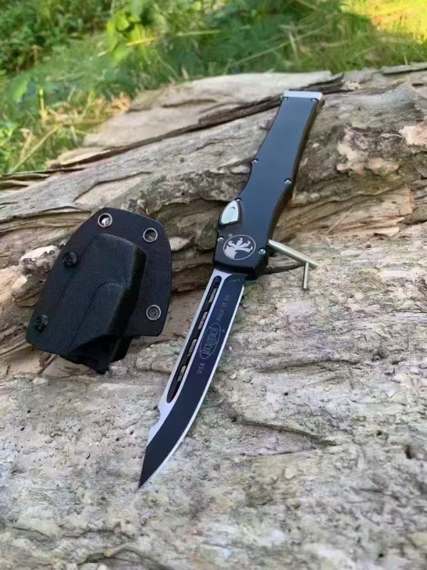 MT Customs Green 150-10 Halo VI Knives OTF AUTO Knife 4.17" Elmax Blade, Aviation Aluminum Handles