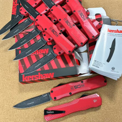 Kershaw 9000 Knife Livewire 50th OTF AUTO Knifes 3.07" 20CV Stonewashed Point Blade, T6-Aluminum Handles