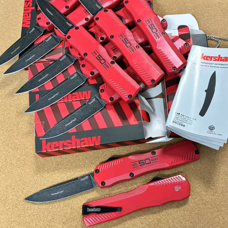 Kershaw 9000 Knife Livewire 50th OTF AUTO Knifes 3.07" 20CV Stonewashed Point Blade, T6-Aluminum Handles