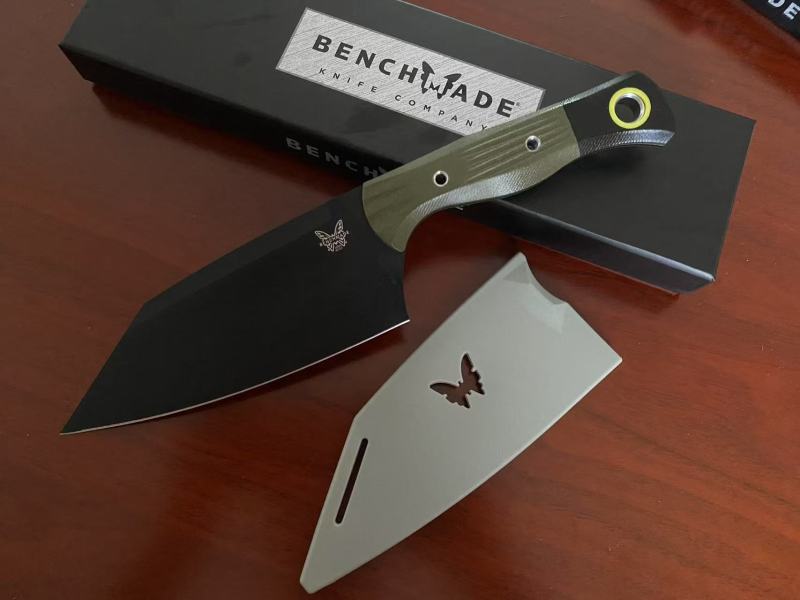 BM Station Fixed Blade Knife 5.82" CPM-154 Black Clip Point Blade, OD G10 Handles with G10 Bolsters, Plastic Sheath - 4010BK-01