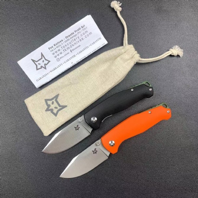 FX-523 TUR Knife 2.91" N690Co Satin Plain Folding Blade, G10 Handles with OD Green Backspacer