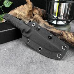 Toor Knife Secret Fixed Blade 4.96" CPM-D2 Black Point Blade, 3D Machined Black G10 Handles