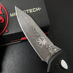MT Delta AUTO Knife 3.86" Damascus Plain Folding Blade, CNC Aluminum Handles