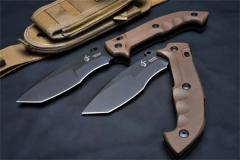 FX-500 Indian Tracker Knife 5.39" N690Co Satin Tanto Folding Blade, G10 Handles