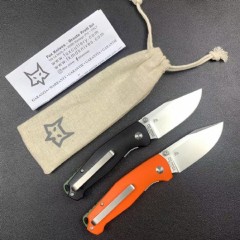 FX-523 TUR Knife 2.91" N690Co Satin Plain Folding Blade, G10 Handles with OD Green Backspacer