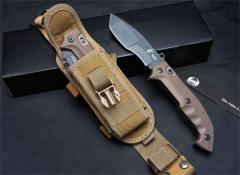 FX-500 Indian Tracker Knife 5.39" N690Co Satin Tanto Folding Blade, G10 Handles
