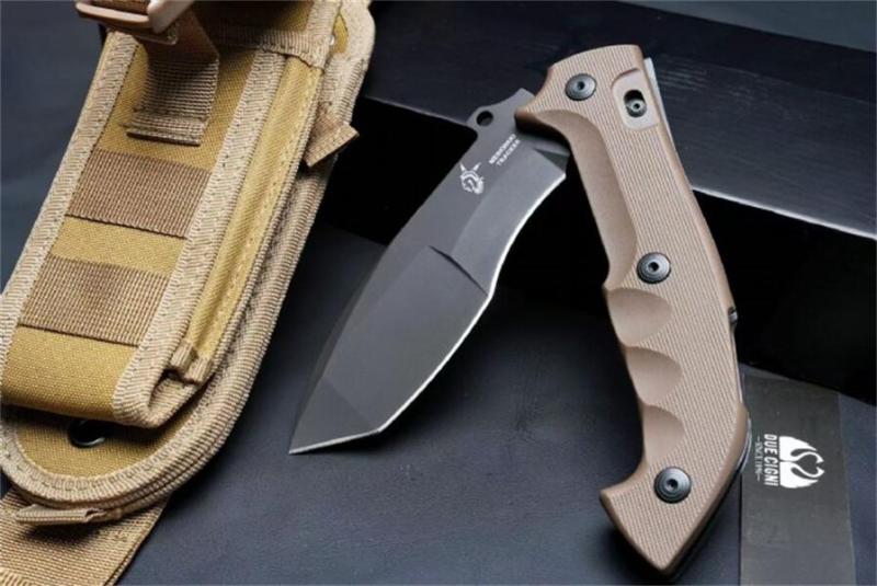 FX-500 Indian Tracker Knife 5.39" N690Co Satin Tanto Folding Blade, G10 Handles