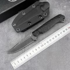 Toor Knife Secret Fixed Blade 4.96" CPM-D2 Black Point Blade, 3D Machined Black G10 Handles