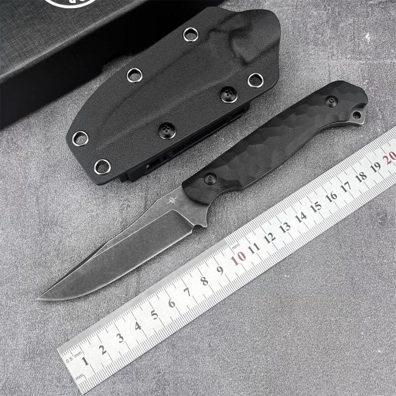 Toor Knife Secret Fixed Blade 4.96" CPM-D2 Black Point Blade, 3D Machined Black G10 Handles