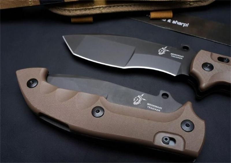 FX-500 Indian Tracker Knife 5.39" N690Co Satin Tanto Folding Blade, G10 Handles