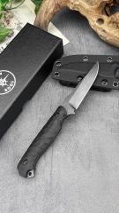 Toor Knife Secret Fixed Blade 4.96" CPM-D2 Black Point Blade, 3D Machined Black G10 Handles