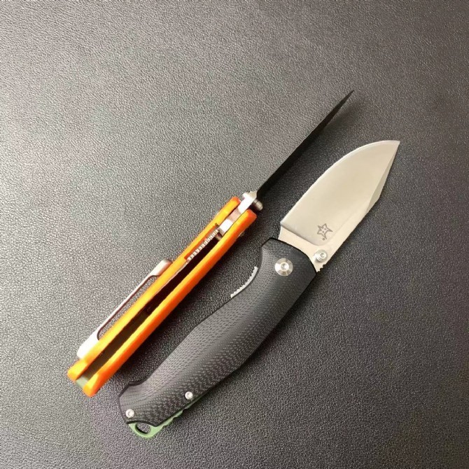 FX-523 TUR Knife 2.91" N690Co Satin Plain Folding Blade, G10 Handles with OD Green Backspacer