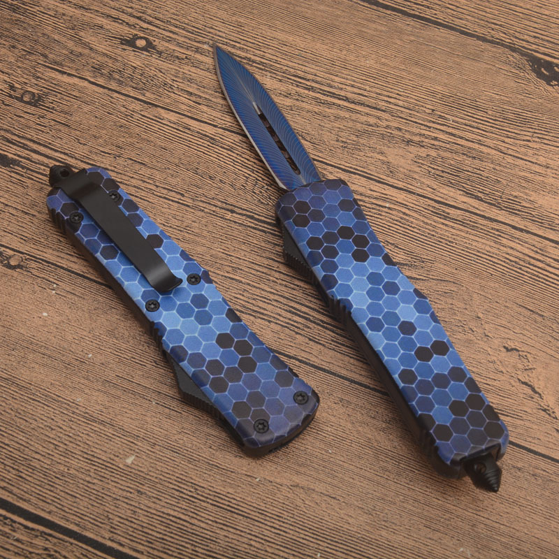 MT A07 Knives Camo Combat Troodon AUTO OTF Knife 3.54" 440 Dagger Blade, Zinc Aluminum Alloy Handles