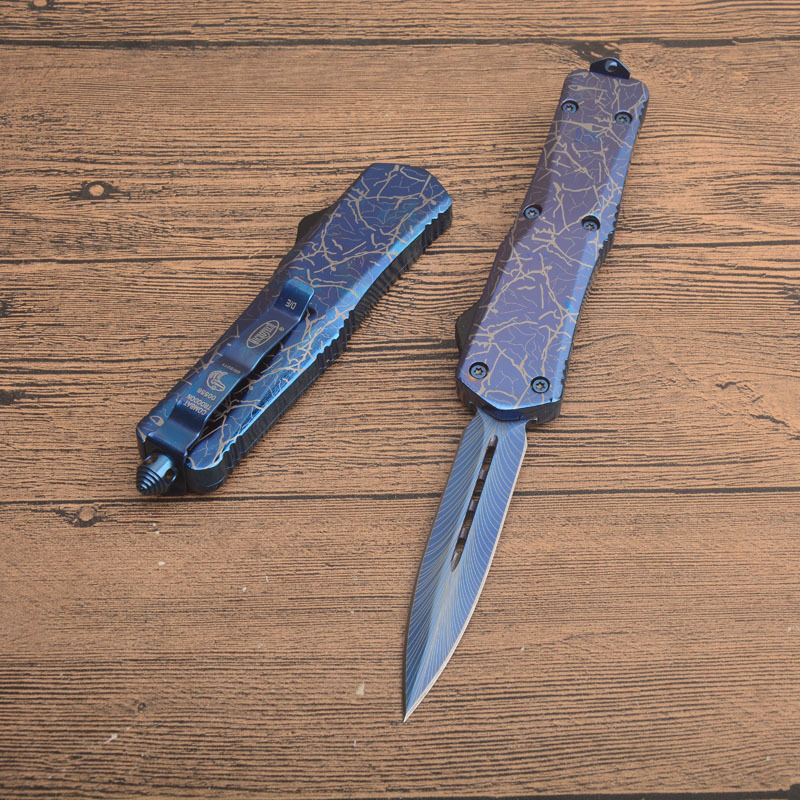 MT A07 Knives Combat Troodon AUTO OTF Knife 3.54" 440 Laser Pattern Blade, Zinc Aluminum Alloy Handles