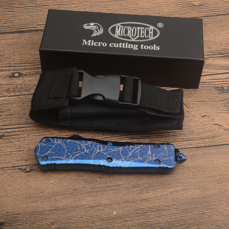 MT A07 Knives Combat Troodon AUTO OTF Knife 3.54" 440 Laser Pattern Blade, Zinc Aluminum Alloy Handles