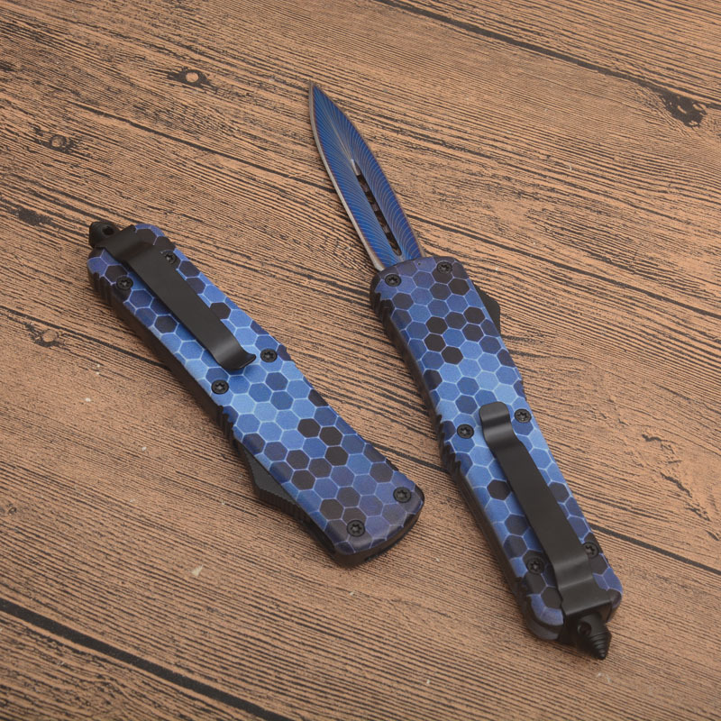 MT A07 Knives Camo Combat Troodon AUTO OTF Knife 3.54" 440 Dagger Blade, Zinc Aluminum Alloy Handles