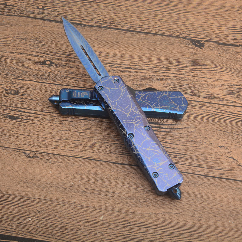 MT A07 Knives Combat Troodon AUTO OTF Knife 3.54" 440 Laser Pattern Blade, Zinc Aluminum Alloy Handles