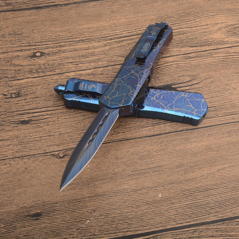 MT A07 Knives Combat Troodon AUTO OTF Knife 3.54" 440 Laser Pattern Blade, Zinc Aluminum Alloy Handles