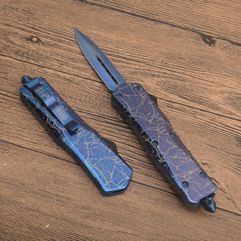 MT A07 Knives Combat Troodon AUTO OTF Knife 3.54" 440 Laser Pattern Blade, Zinc Aluminum Alloy Handles
