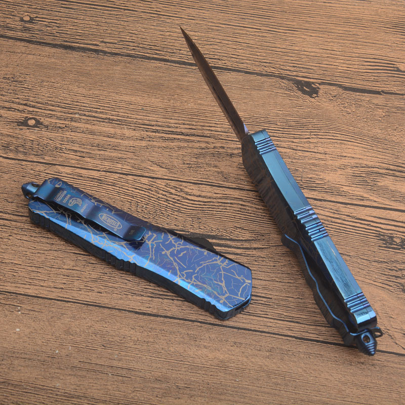 MT A07 Knives Combat Troodon AUTO OTF Knife 3.54" 440 Laser Pattern Blade, Zinc Aluminum Alloy Handles