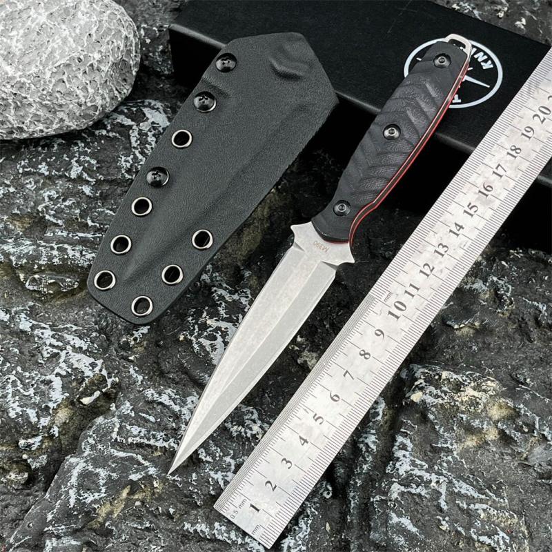 Toor Specter J Knives Fixed Blade Knife 3.94" CPM-M4 Double Edge Dagger Blade, Black G10 Handles