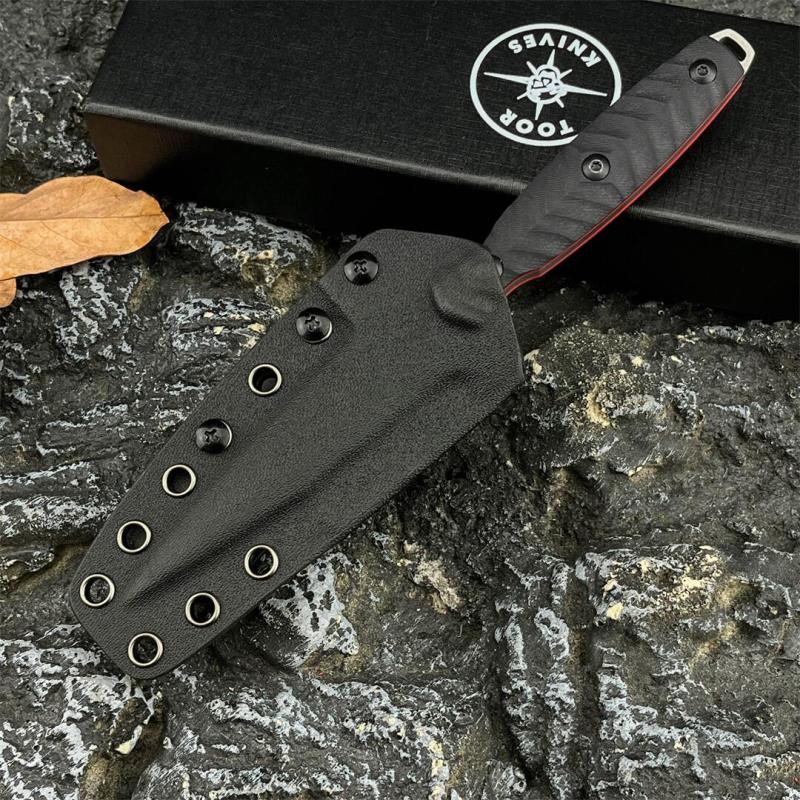 Toor Specter J Knives Fixed Blade Knife 3.94" CPM-M4 Double Edge Dagger Blade, Black G10 Handles